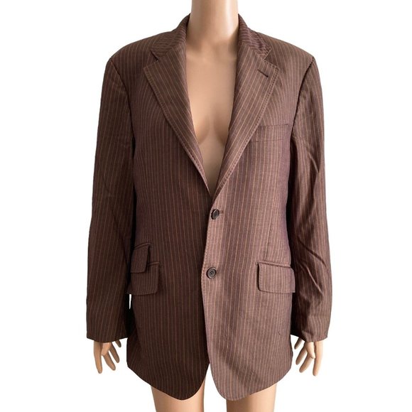 Kuhlman Blazer Womens 6R Brown Pinstripes 2 Button - Picture 1 of 10